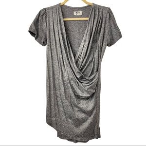 Nightcap Clothing Silver Metallic Bodycon Draped Wrap Dress Size Small